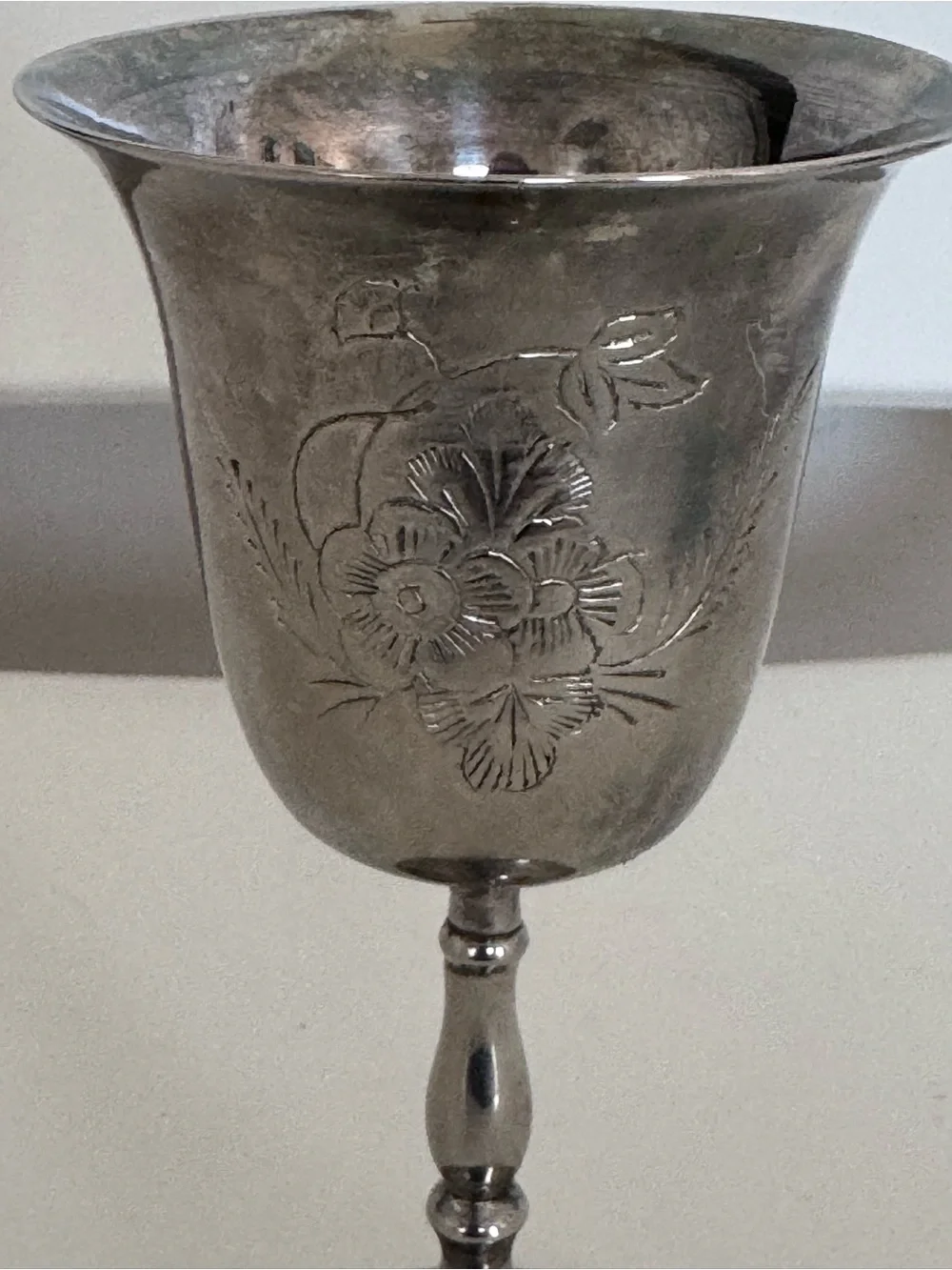 Vintage Silver Plate Kiddush Goblet Star of David Judaica Engraved Floral Cup